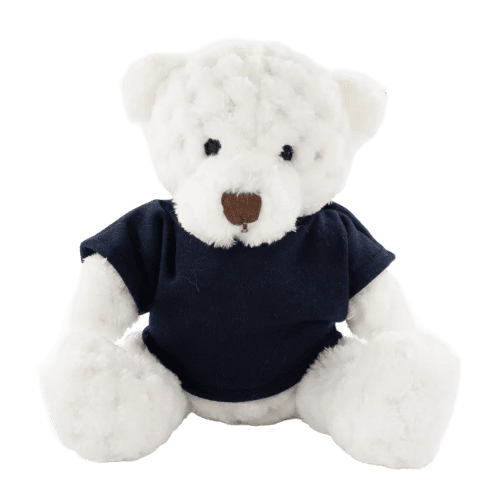 15cm Waffle Bear with T-Shirt in White/Navy