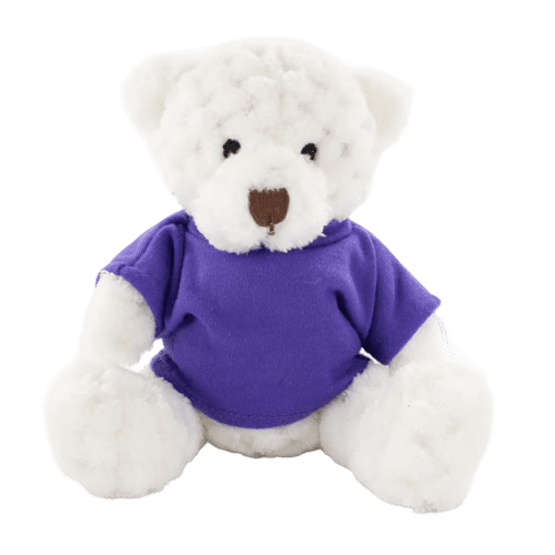 15cm Waffle Bear with T-Shirt in White/Purple