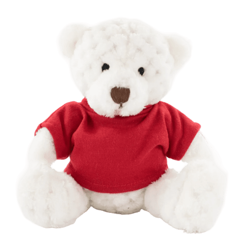 15cm Waffle Bear with T-Shirt in White/Red