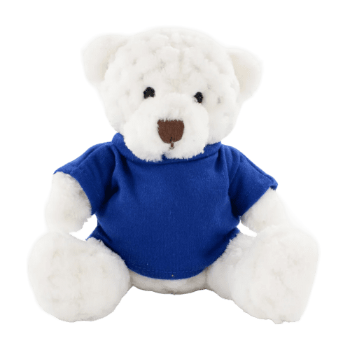 15cm Waffle Bear with T-Shirt in White/Royal Blue