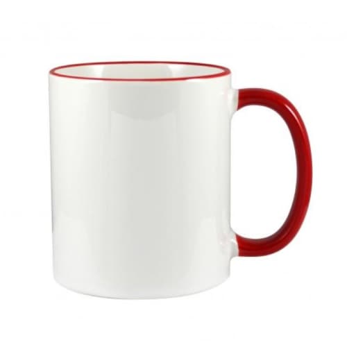 Rim and Handle Full Colour Mugs in White/Red