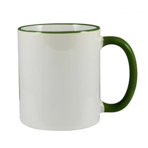 Rim and Handle Full Colour Mugs in White/Green