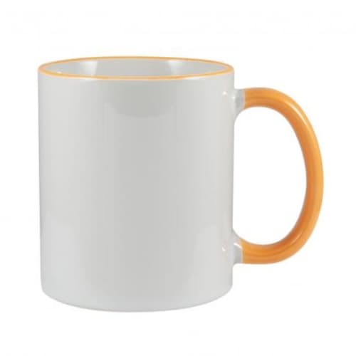 Rim and Handle Full Colour Mugs in White/Golden Yellow