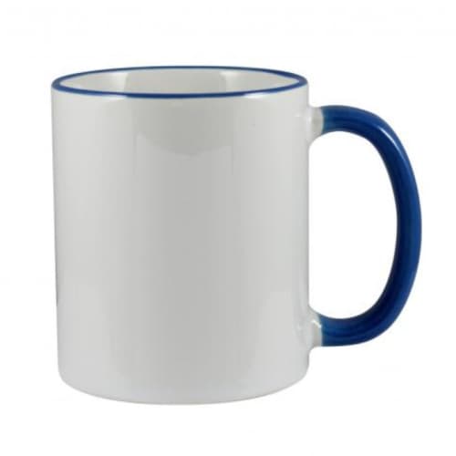 Rim and Handle Full Colour Mugs in White/Cambridge Blue