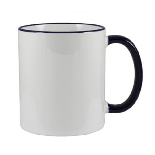 Rim and Handle Full Colour Mugs in White/Cobalt Blue