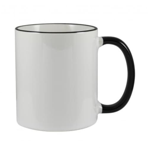 Rim and Handle Full Colour Mugs in White/Black