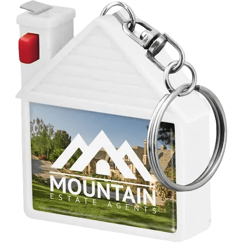 House Shaped Tape Measure Keyrings in White