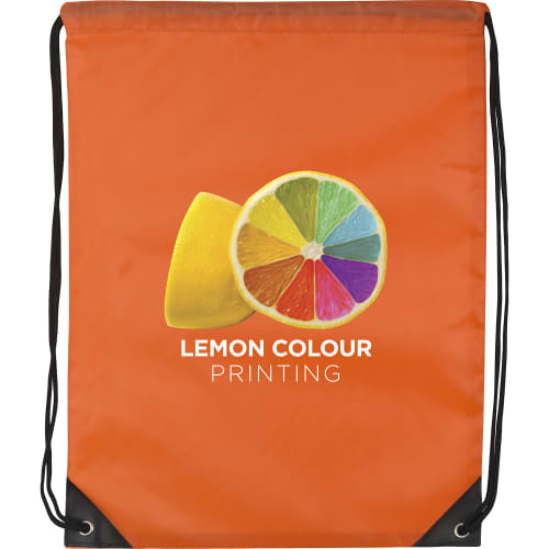 Full Colour Printed Drawstring Bags in Orange