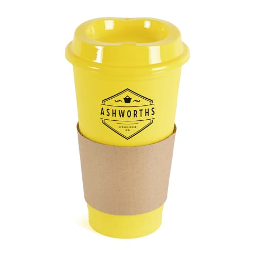 CustomBranded Paper Sleeve Take Away Mugs in Yellow from Total Merchandise