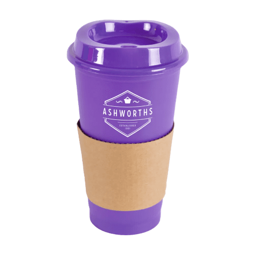 Branded Paper Sleeve Take Away Mugs in Purple from Total Merchandise