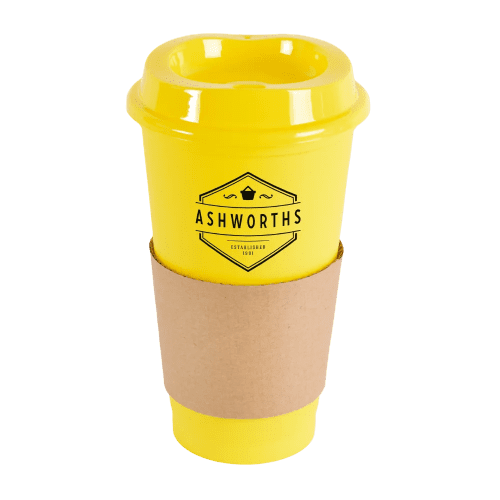 CustomBranded Paper Sleeve Take Away Mugs in Yellow from Total Merchandise