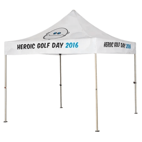 Custom branded 3m x 3m Gazebo with a logo printed design to the roof from Total Merchandise