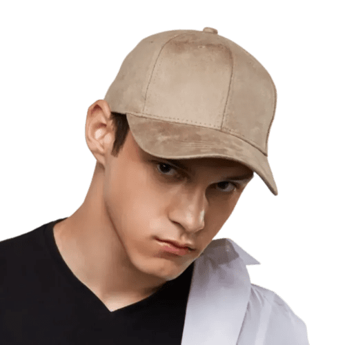 Embroidered 6 Panel Faux Suede Caps in Khaki from Total Merchandise