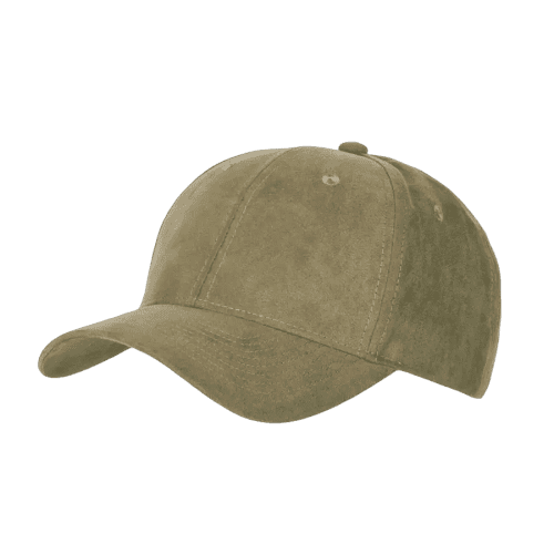 Embroidered 6 Panel Faux Suede Caps in olive from Total Merchandise