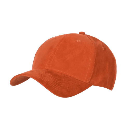 Embroidered 6 Panel Faux Suede Caps in pumpkin from Total Merchandise