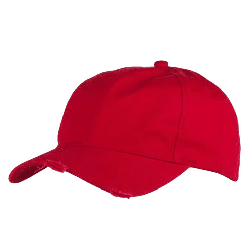 Distressed Chino Caps in Red