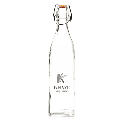 Promotional 1 Litre Square Swing Top Glass Bottles Engraved with Company Designs