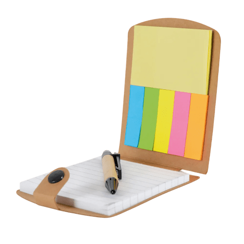 Branded Note Pads with sticky notes and index tabs are ideal for workplace merchandise