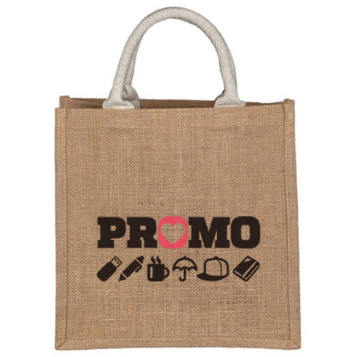 Logo Printed Small Jute Bags Branded in the UK from Total Merchandise