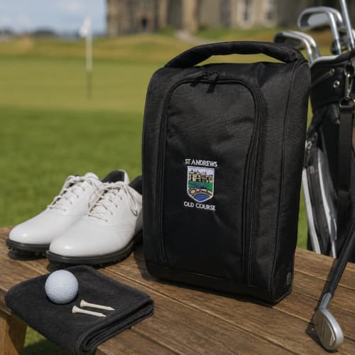 Lifestyle image of the Nylon Golf Shoe Bags by Total Merchandise