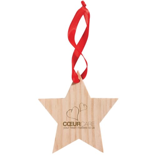 Promotional Wooden Star Christmas Hangers Novel Corporate Seasonal Giveaways