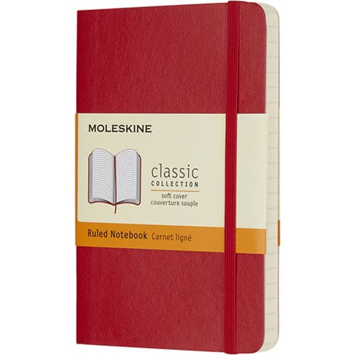 Pocket Moleskine Soft Cover Ruled Notebook in Scarlet Red