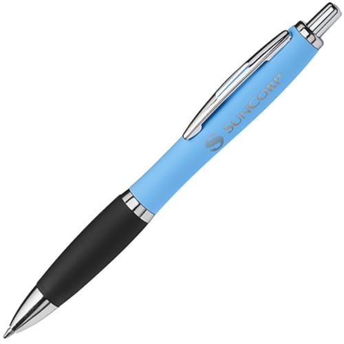 Soft Feel Curvy Ballpens in Light Blue/Black