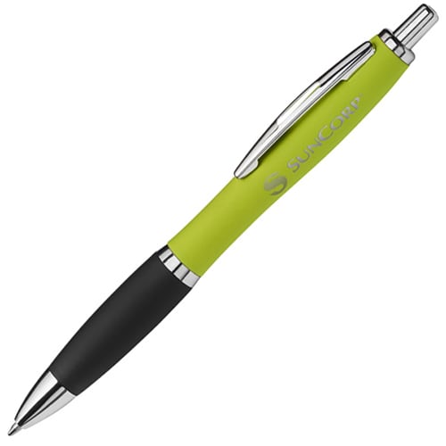 Soft Feel Curvy Ballpens in Lime/Black