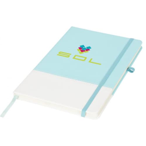 Promotional White Band Coloured Notebooks in Mint printed with your logo by Total Merchandise