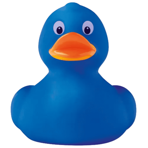 Promotional printed Plastic Toy Ducks in blue from Total Merchandise