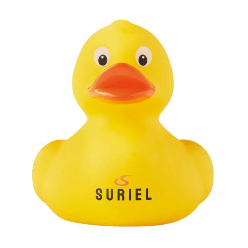 Custom printed Plastic Toy Ducks in yellow from Total Merchandise