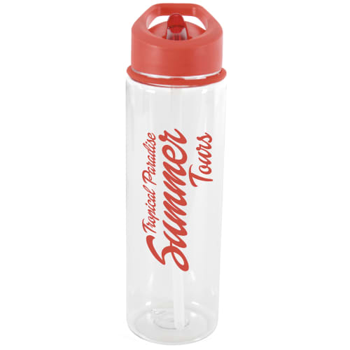 Printed Evelyn Tritan Drinks Bottles with Red Lid & Flip Up Straw from Total Merchandise