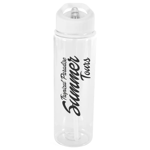 Custom Branded Evelyn Tritan Drinks Bottles with White Lid & Straw from Total Merchandise