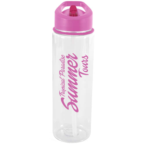 Branded Evelyn Tritan Water Bottles with Pink Lid & Straw from Total Merchandise