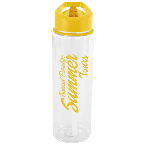 Printed Evelyn Tritan Water Bottles with Yellow Lid & Straw from Total Merchandise