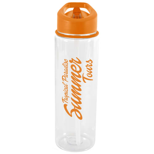 Custom Printed Evelyn Tritan Drinks Bottles with Amber Lid & Straw from Total Merchandise