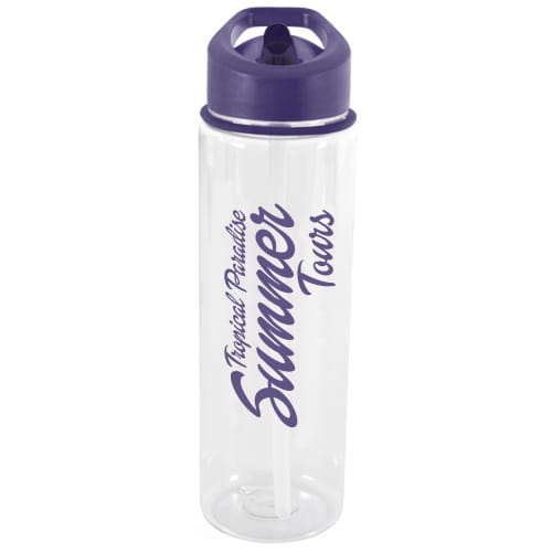 Corporate Branded Evelyn Tritan Drinks Bottles with Purple Lid & Straw from Total Merchandise