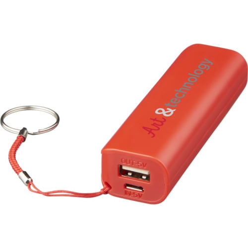 1200mAh Power Banks branded with a logo and  available in red from Total Merchandise