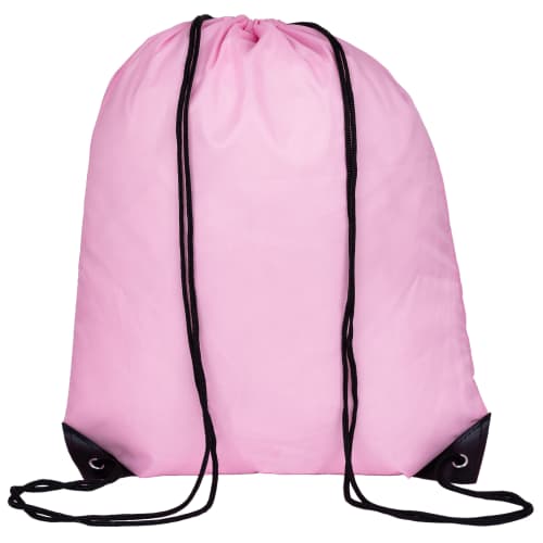 Promotional Nylon Drawstring Backpacks in Baby Pink from Total Merchandise