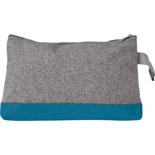 Promotional Poly Canvas Toiletry Bags in grey with blue trim from Total Merchandise