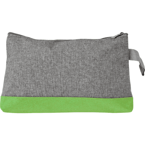 Promotional Poly Canvas Toiletry Bags in grey with lime trim from Total Merchandise