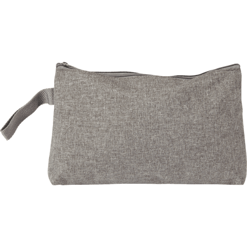 Reverse side of our custom branded Poly Canvas Toiletry Bags in grey from Total Merchandise