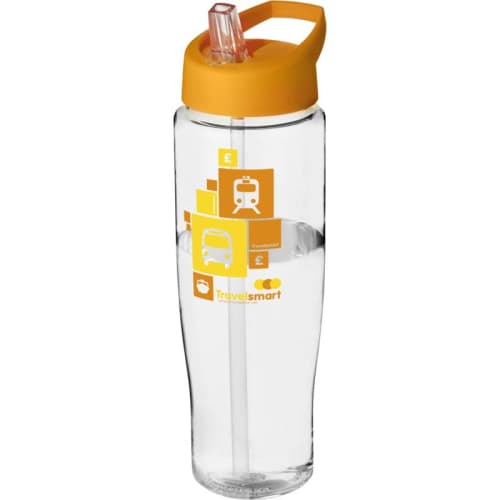 700ml Tempo Spout Lid Sports Bottles in Clear/Orange