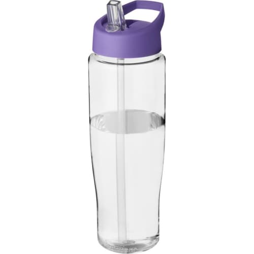 700ml Tempo Spout Lid Sports Bottles in Clear/Purple