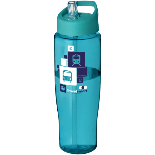 700ml Tempo Spout Lid Sports Bottles in Aqua/Black
