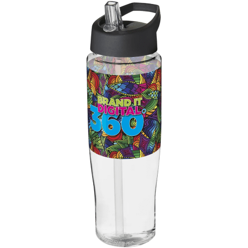 700ml Tempo Spout Lid Sports Bottles in Clear/Black