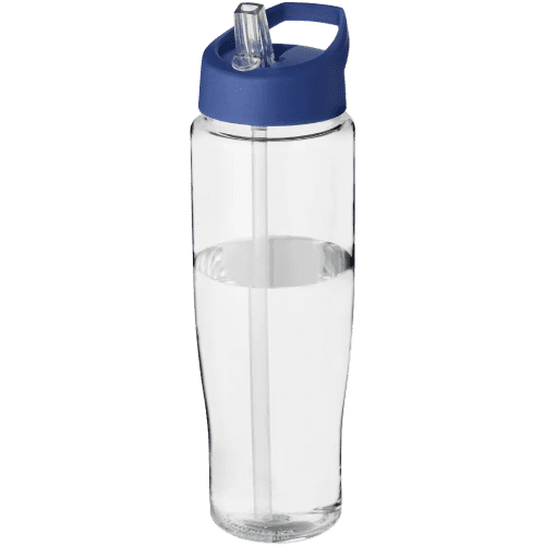 700ml Tempo Spout Lid Sports Bottles in Clear/Blue