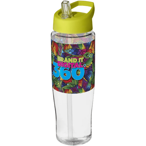 700ml Tempo Spout Lid Sports Bottles in Clear/Lime
