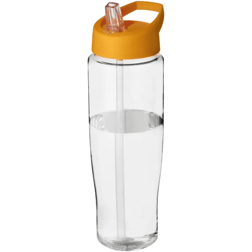 700ml Tempo Spout Lid Sports Bottles in Clear/Orange