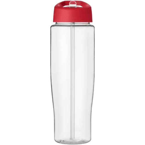 700ml Tempo Spout Lid Sports Bottles in Clear/Red